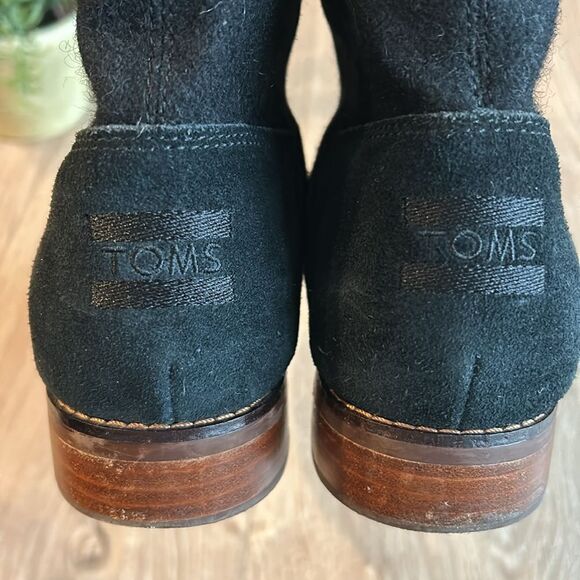 GENUINE SUEDE TOMS SLOUCHY ANKLE BOOTIES BLACK SIZE 10 - Picture 4 of 7